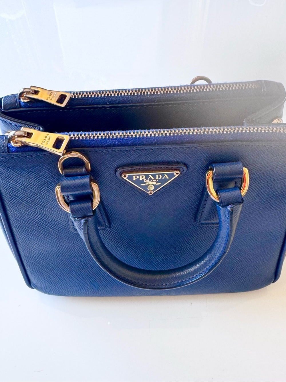 ♥️ Prada Saffiano Leather Mini Satchel in Navy— Made in Italy 🇮🇹
